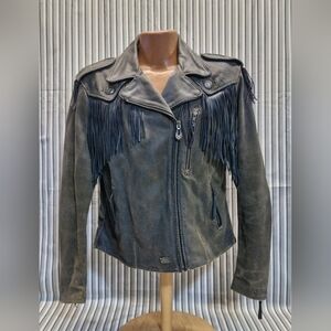 Fringed Black Leather Jacket